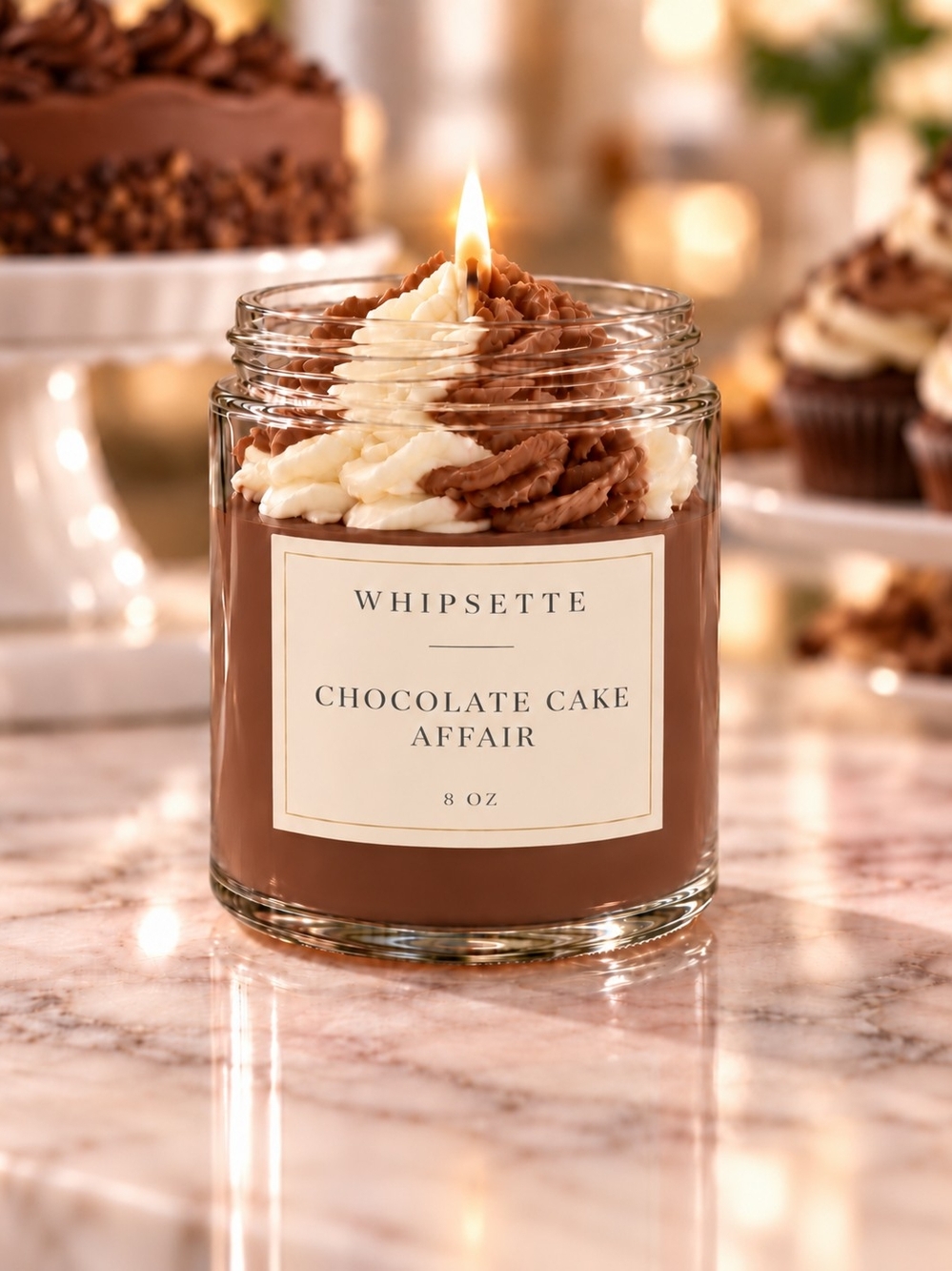 Whipsette Chocolate Cake Affair Scented Candle - Brown & Cream